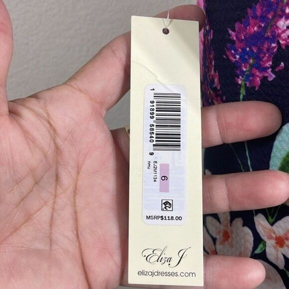 (E1) Eliza‎ J dress by NWT Sleeveless, lined, navy, multi-color, sizes 6,8,10 - Picture 14 of 14